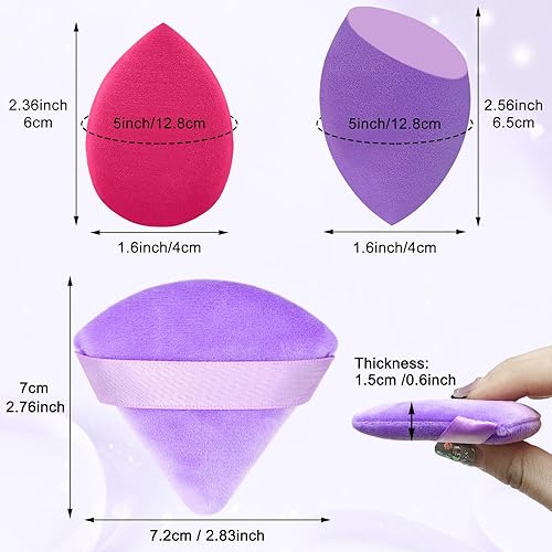 Miniatura 9 de Juego de esponjas de maquillaje profesional 6+6, esponja suave portátil de 2.76 pulgadas, esponja de mezcla de maquillaje multicolor, aplicador