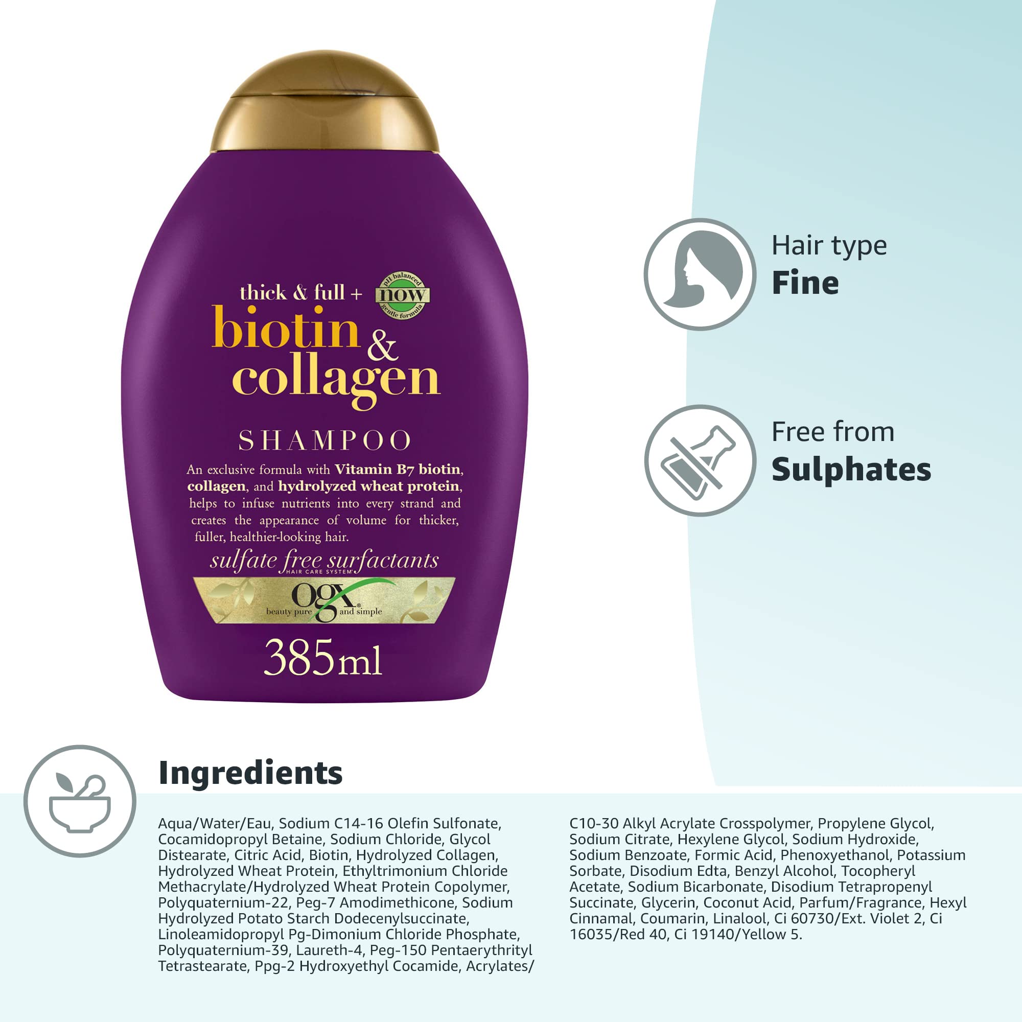 OGX Biotin & Collagen Hair Thickening Shampoo, 385ml Buy Online in