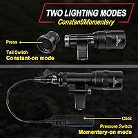 Vista 6 de Linterna táctica para montaje en riel Picatinny/Mlok, luces LED de 500 lúmenes para armas para rifles, linterna de rifle con interruptor de presión