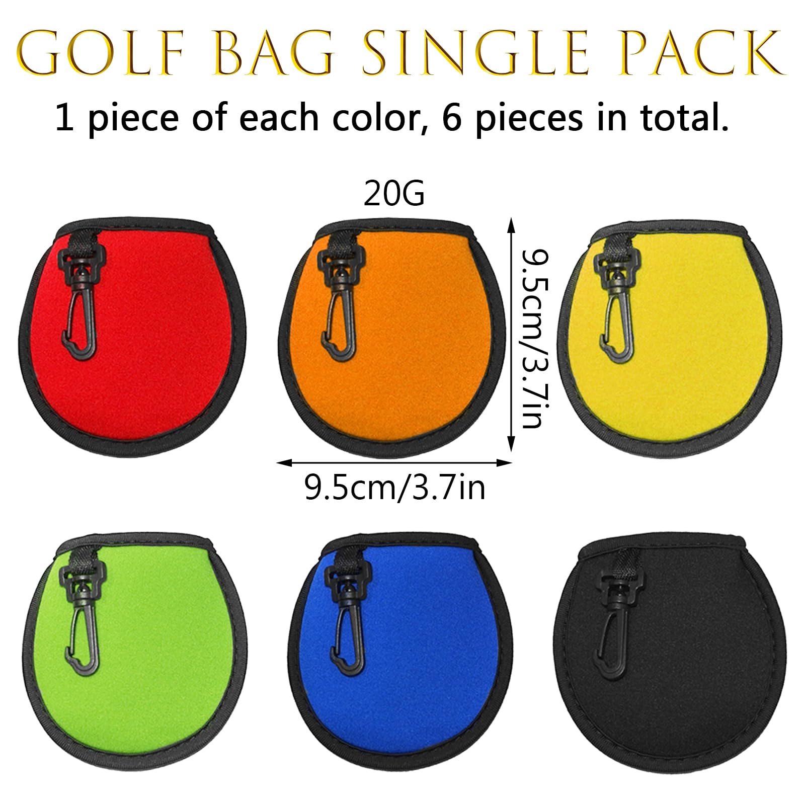 TYXHXTF 6 Pack Golf Ball Cleaner Pouch, Pocket Waterproof Bag Dry-Clean Pocket, Golf Ball Washer Bag - Image 2