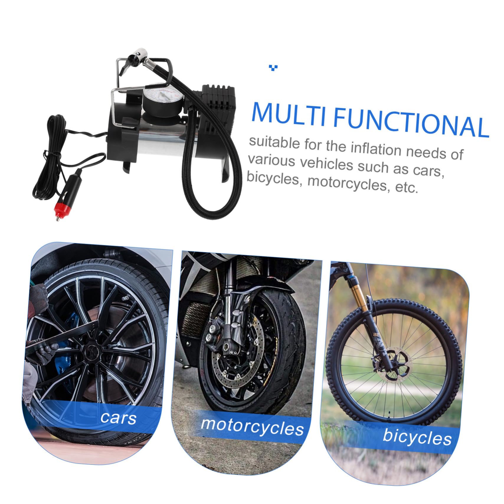 PartyKindom Gonfiatore Pneumatici Auto Pompa ad Aria Elettrica Portatile Compressore Aria Compatto per Biciclette Moto Veicoli