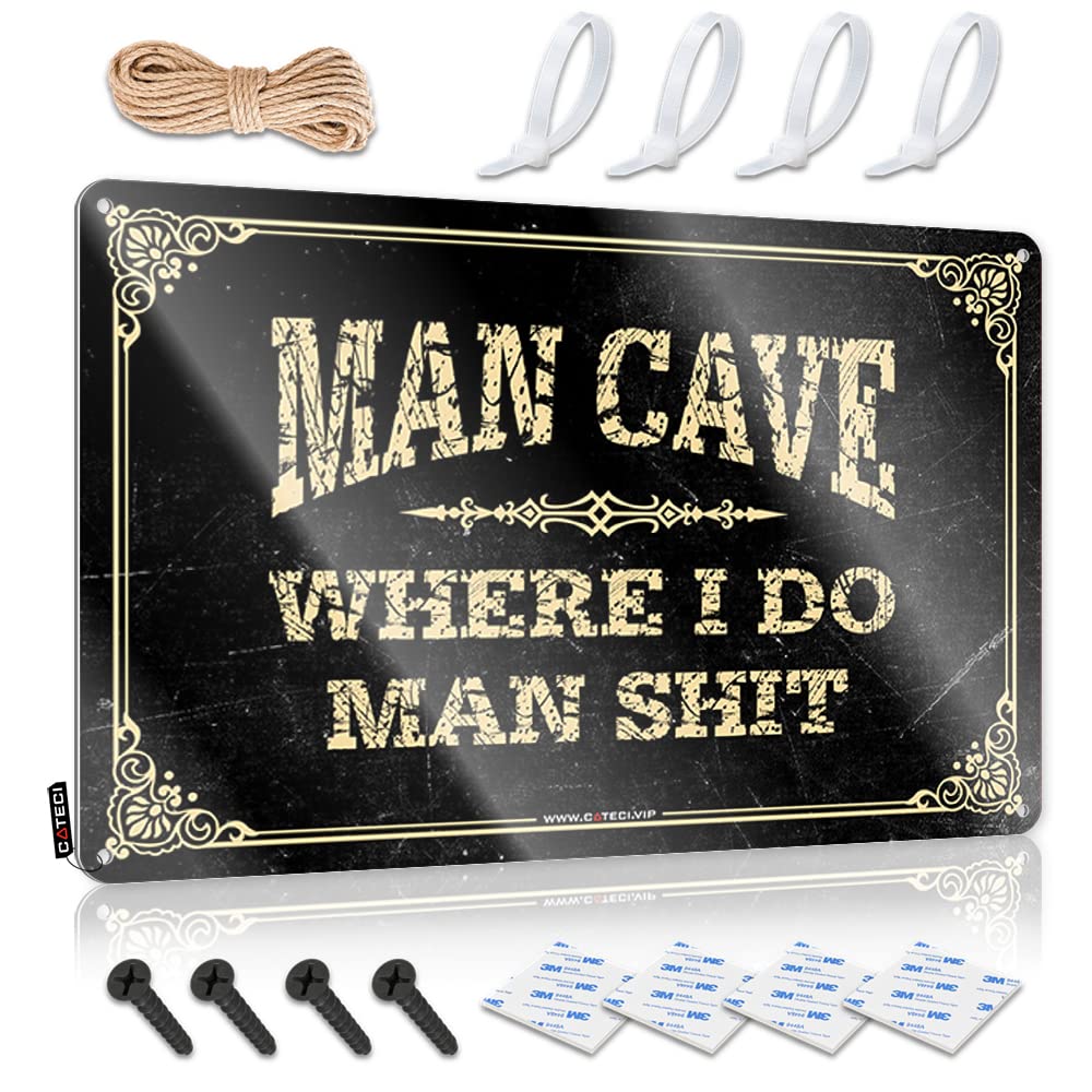 Front Door Decorations Basement Cool Wall Decor - Man Cave Where I Do Man Shit Decor Rustic Wall Hanging(20X30CM)