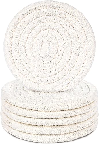 DomeStar Juego de 6 posavasos de 3.5 pulgadas, muebles bohemios y posavasos modernos de decoración de granja, protección minimalista antideslizante