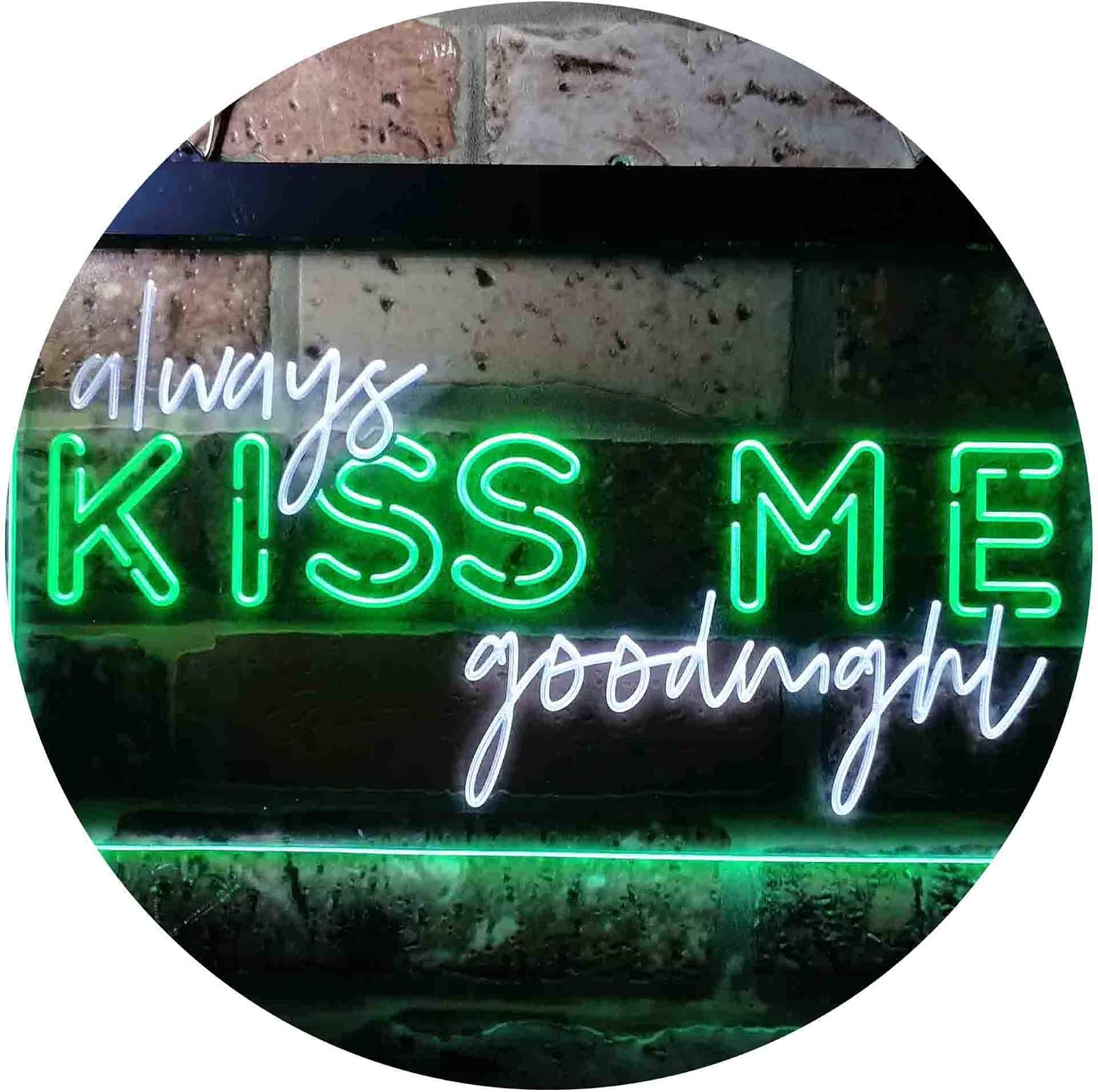 ADVPRO Always Kiss Me Goodnight Bedroom Dual Color LED Neon Sign White & Green 16 x 12 Inches st6s43-i3694-wg