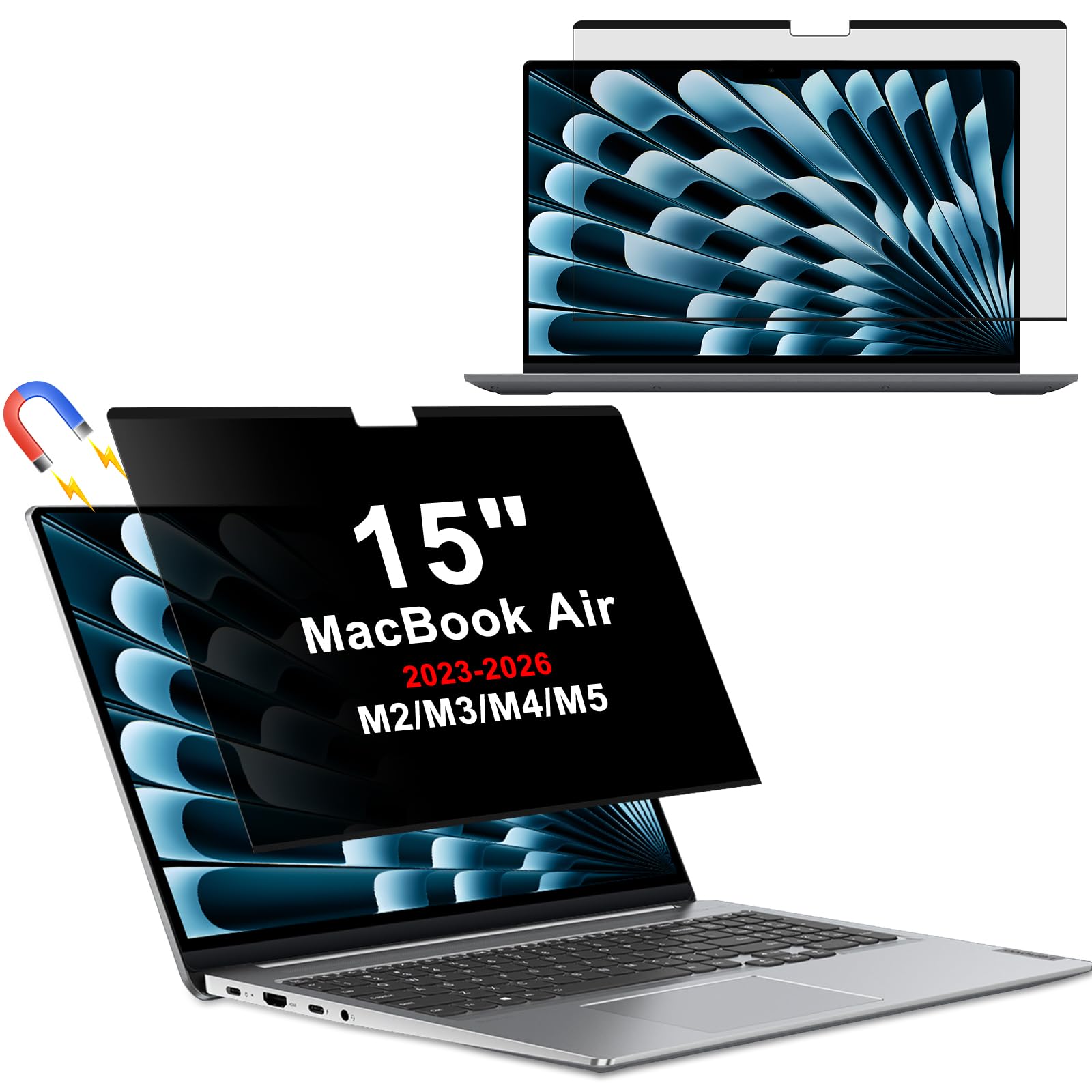 Filtro de privacidad para MacBook Air 15 magnético y protector de pantalla extraíble 8