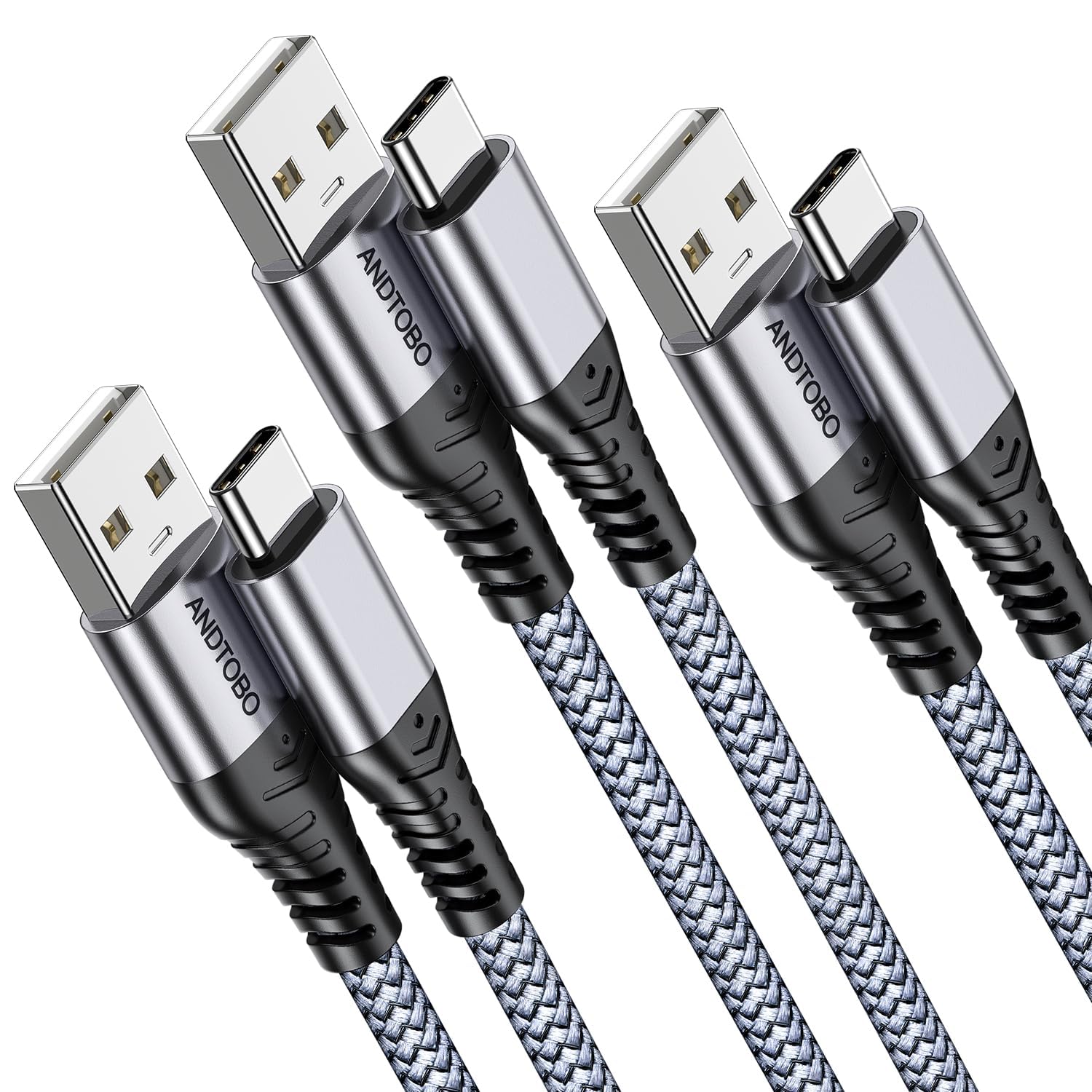 Cavo USB C 3.1A, [2 Metri 3Pezzi] Cavo USB Type C Ricarica Rapida Cordone di Ricarica Intrecciato Per iPhone 16/15 Plus Pro Max, Samsung S21 S22 S23 S23+ S23 Ultra S20 S10 S9, Pixel 7