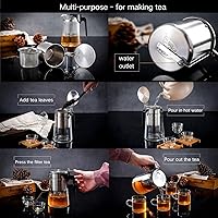 Vista 7 de Pour Over Coffee Maker Set, 304 Stainless Steel Coffee Dripper with On/Off Switch, Borosilicate Glass Small Coffee Pot, 50 Filter Papers