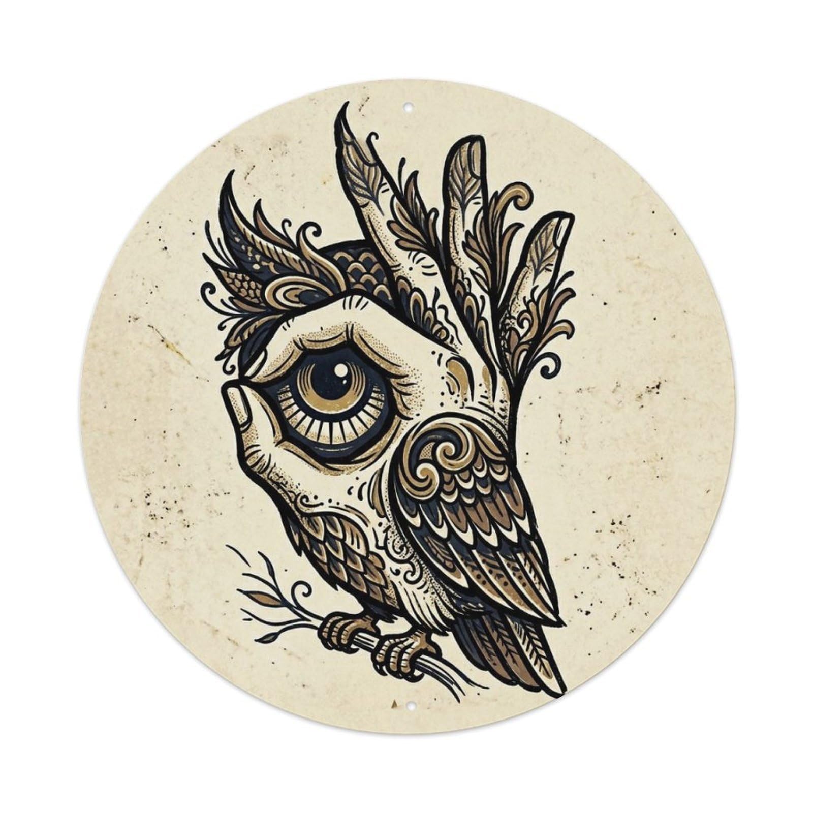 Bird Wise Humor Comic Rustic Cartoon Sticker Style Metal Tin Sign Plaque Wall Decor for Cafe, Man Cave, Club Bar, Office, Home Garden Round Metal Poster 8x8Inch