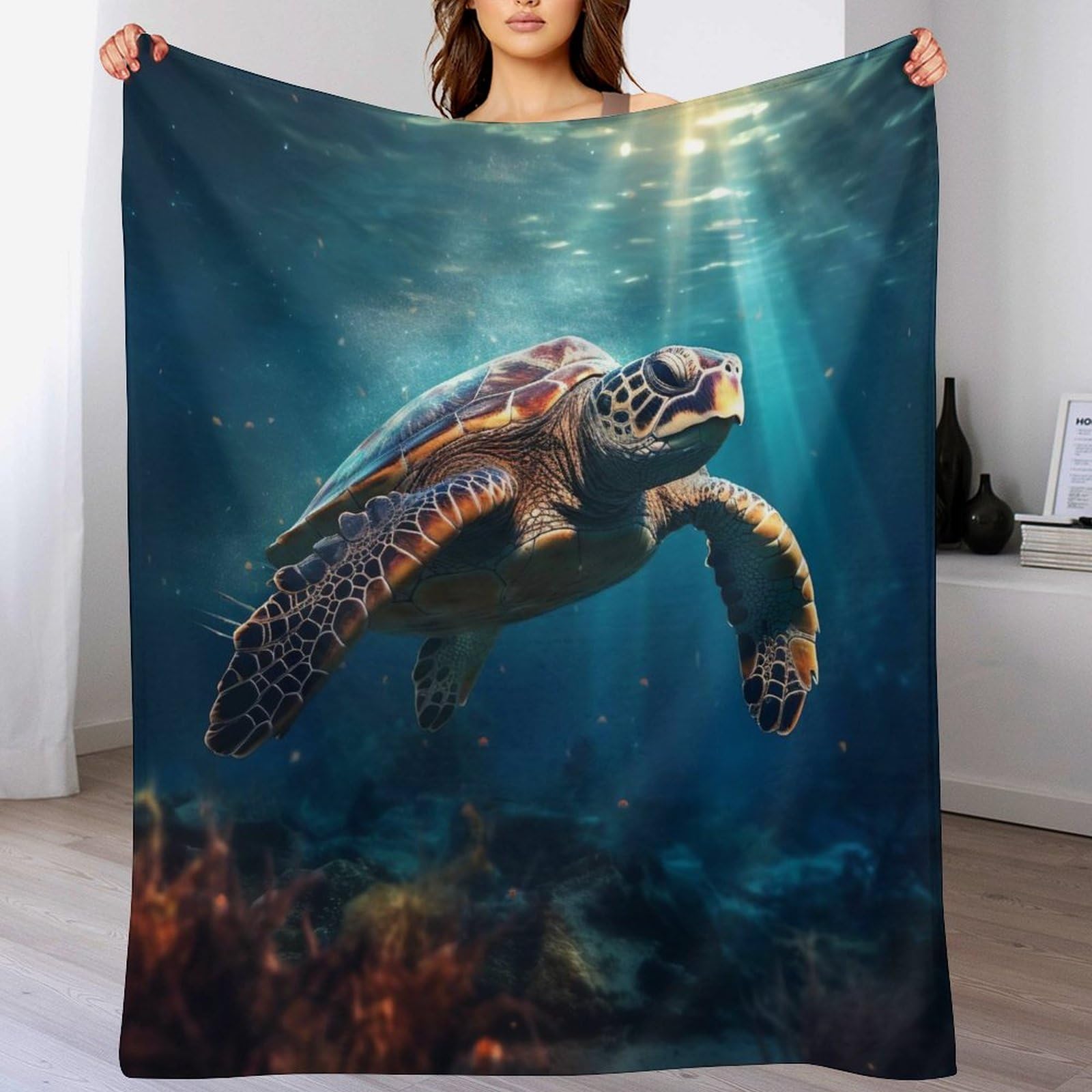 Couverture polaire tortues de mer super douce et moelleuse toute saison