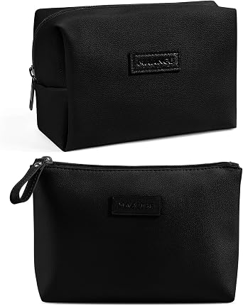 MAANGE Cosmetic Bags for Women Small Makeup Bag for Purse Pu Leather Makeup Pouch Travel Makeup Bag with Zipper Make Up Bag for Travelling