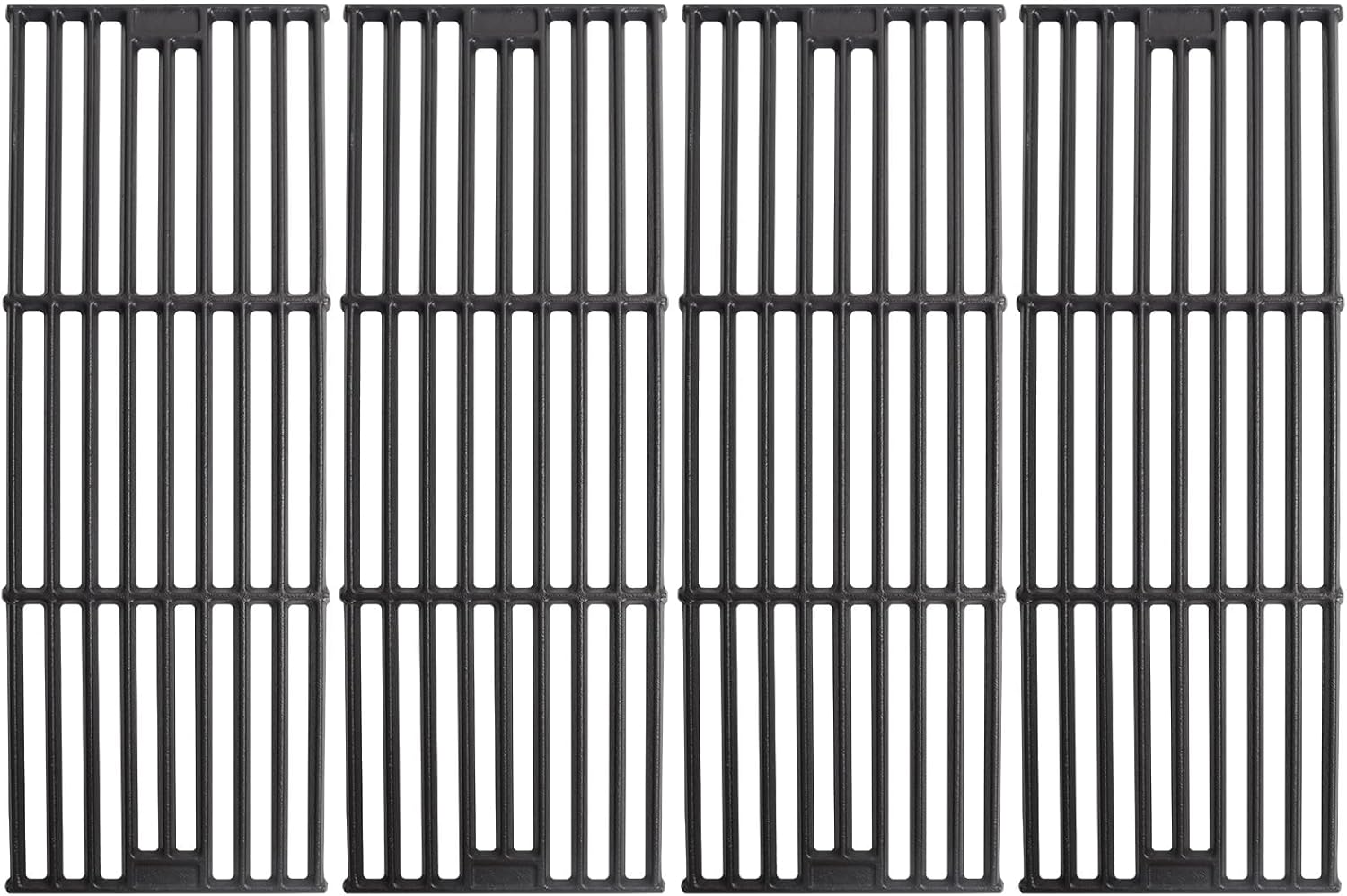 LS'BABQ 4 Pack Grill Grates for Chargriller 2121 2123 2222 2828 3001 3030 3725 4000 5050 5252 5650 9020, 19 3/4" x 6 3/4" Cast Iron Cooking Grid Grate Replacement Parts for King Griller 3008, 5252