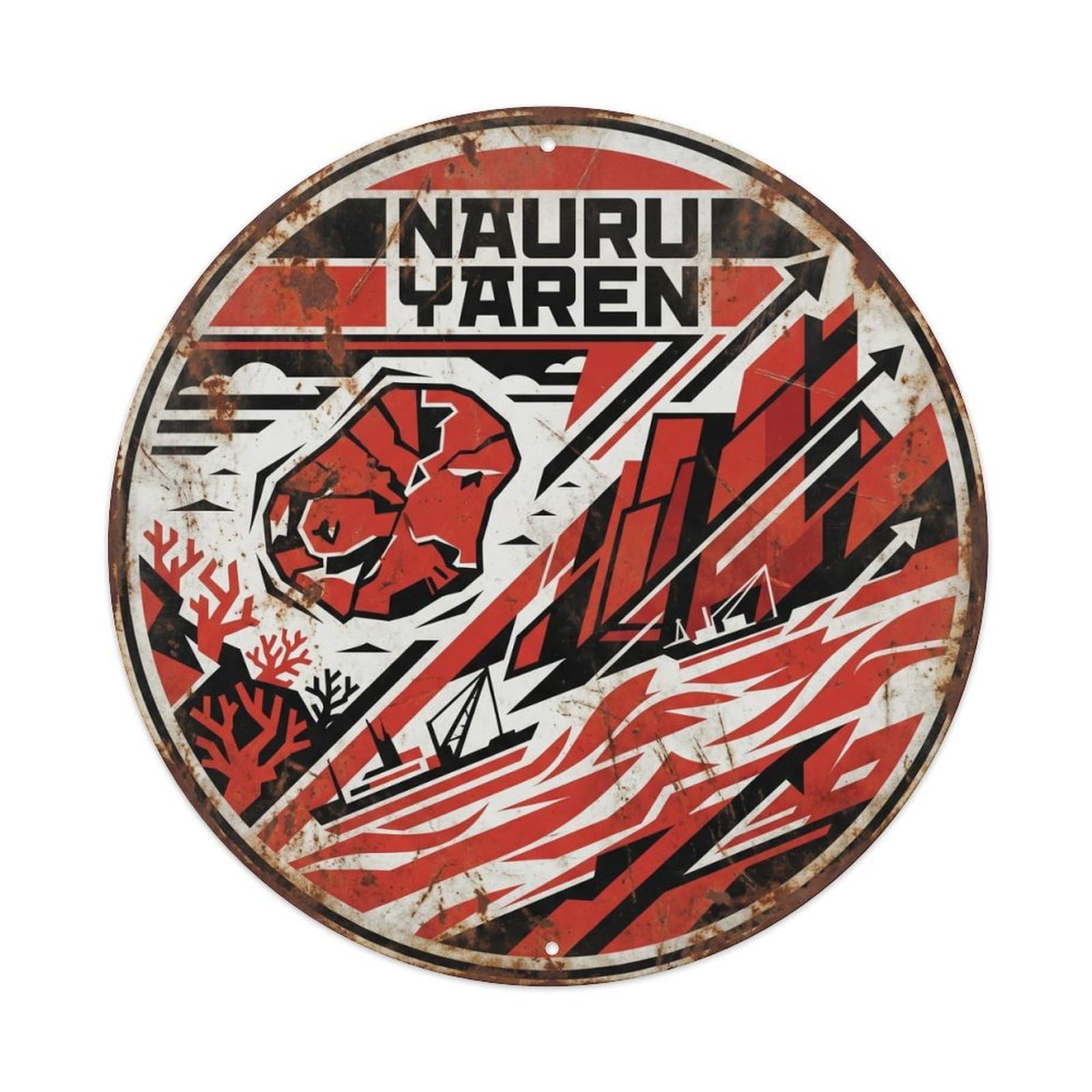 Nauru Aaron Island Resort Bold Geometry Travel Metal Tin Sign