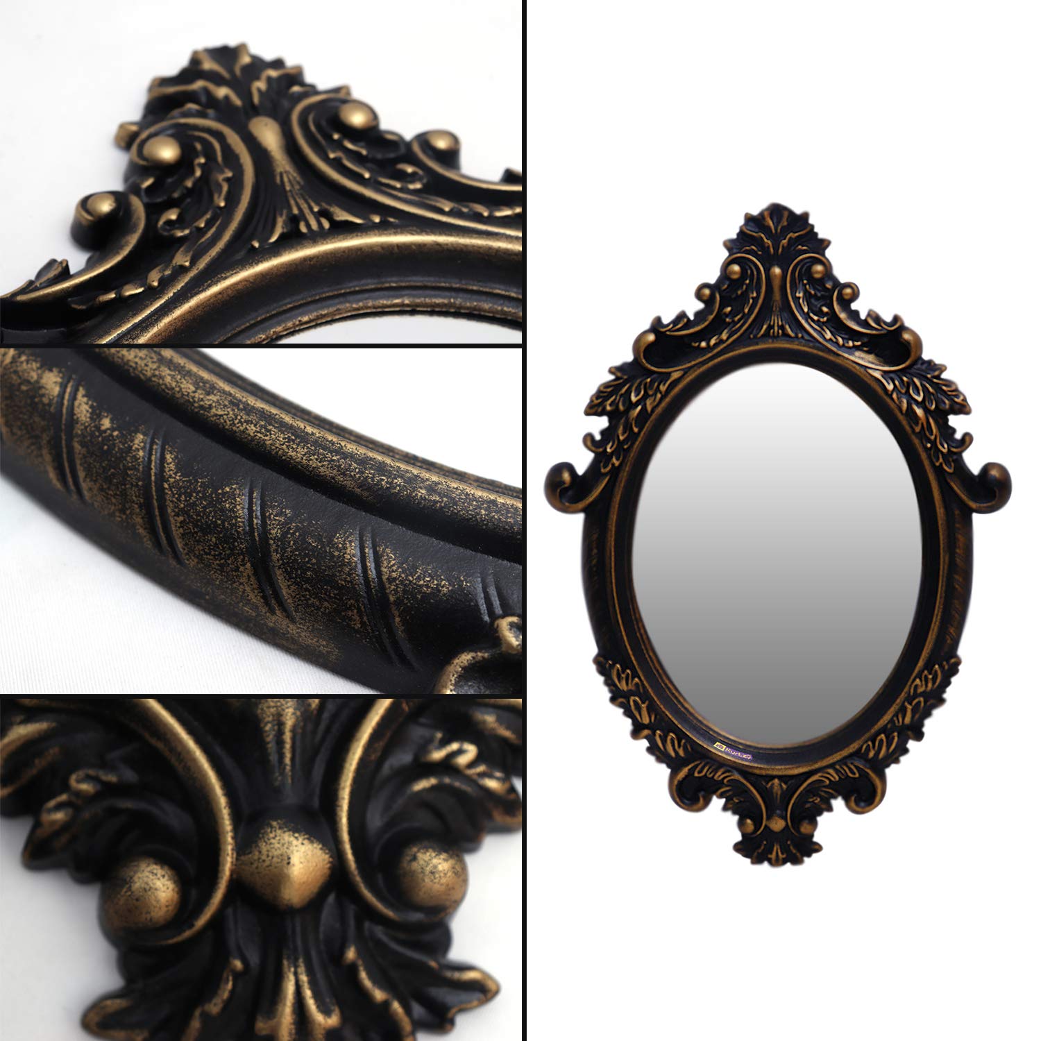 Kurtzy Classic Antique Style Wall Mount Mirror, Oval Sculpt (46 cm x 63