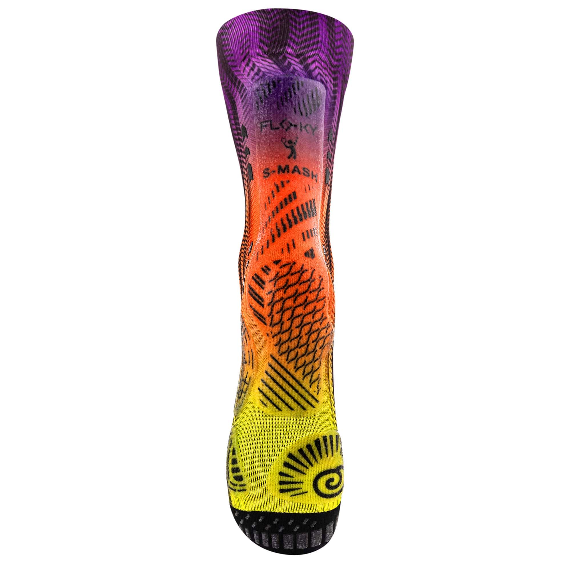 FLOKY - S-mash - Delhi - Biomechanische Sportsocken - Schwarz/Gelb - Größe L/XL - T3