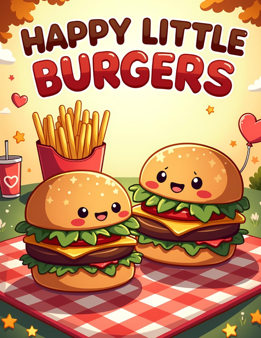 Happy Little Burgers: Cute Burger Coloring Book for Kids Ages 4–8 | Fun Fast Food Adventures and Easy Coloring Pages
