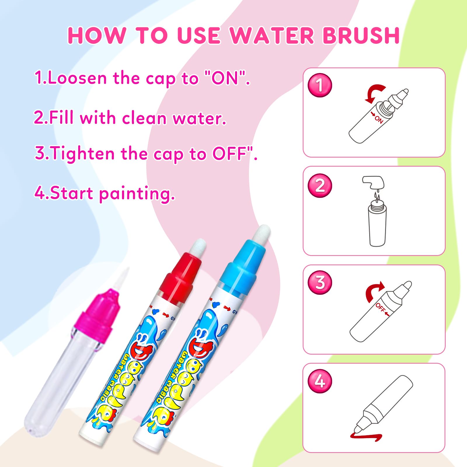 Tapete para dibujar y colorear de agua para niños pequeños, de 48 x 32 pulgadas, de secado instantáneo, juguetes educativos para niños de 3 a 5 años, actividades en el hogar, regalos de cumpleaños y 8