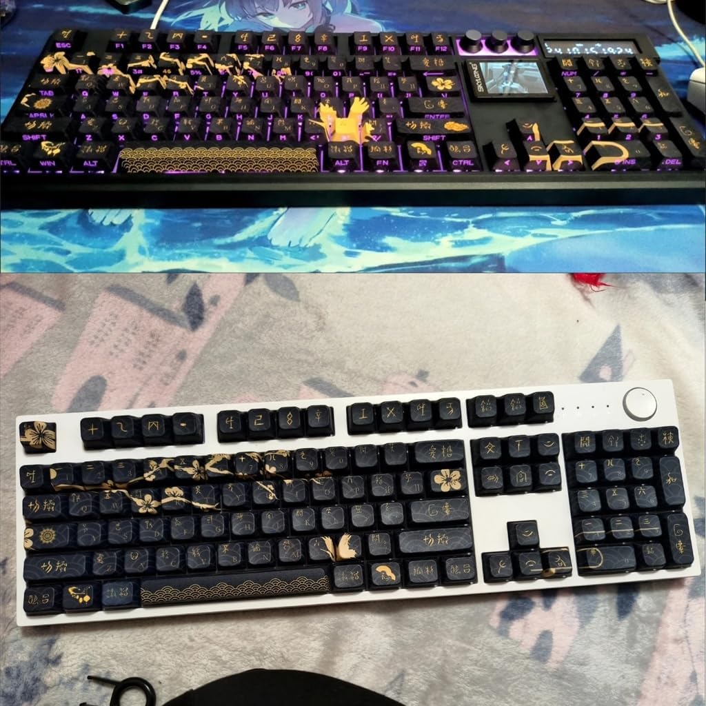 108Keys Dawns Theme Keycaps Set Original Profile PBT Thermals Sublimations for 60 80 61/64/68/75/87 Mechanical Keyboards
