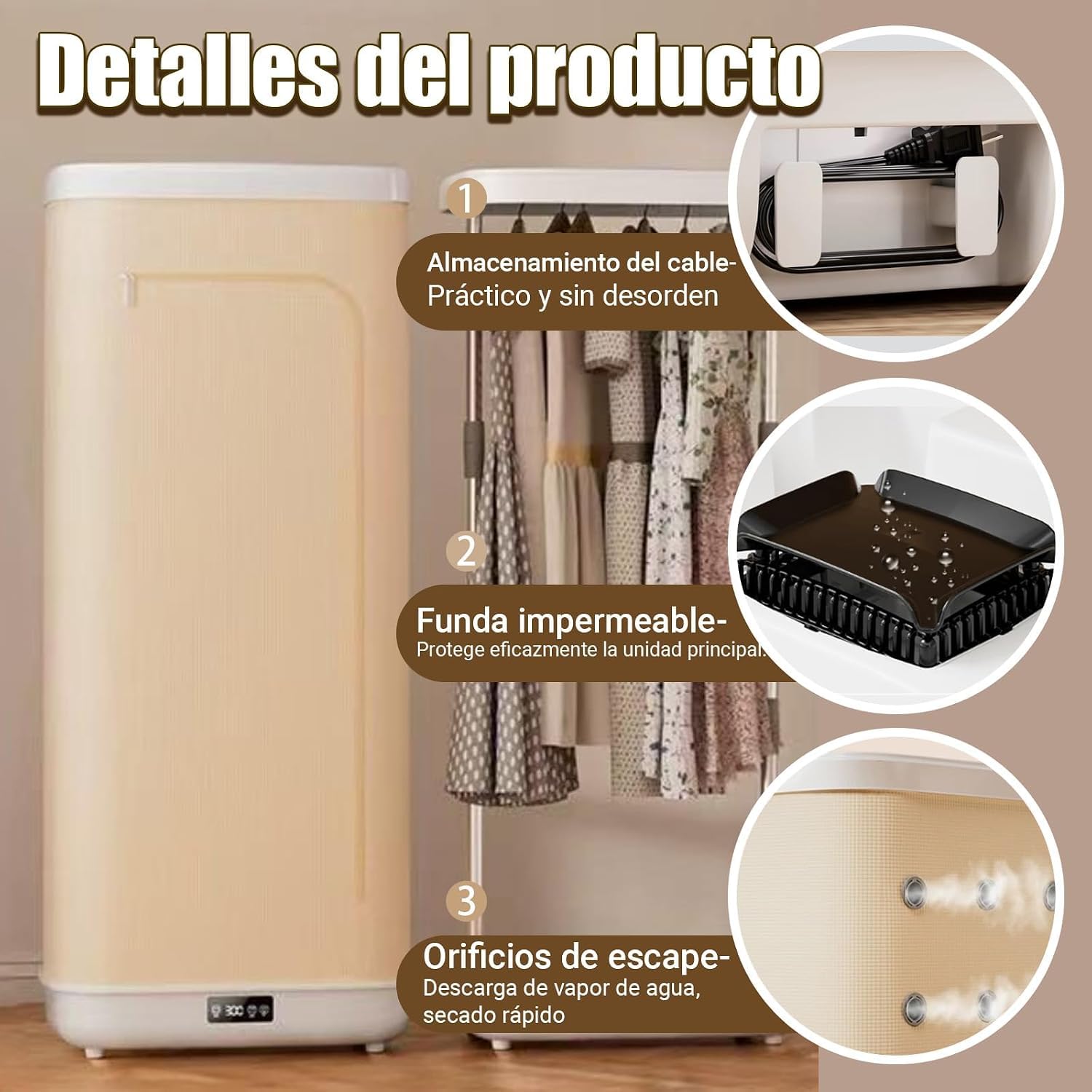 Secadora Portátil de Ropa con Control Remoto y Esterilización UV
