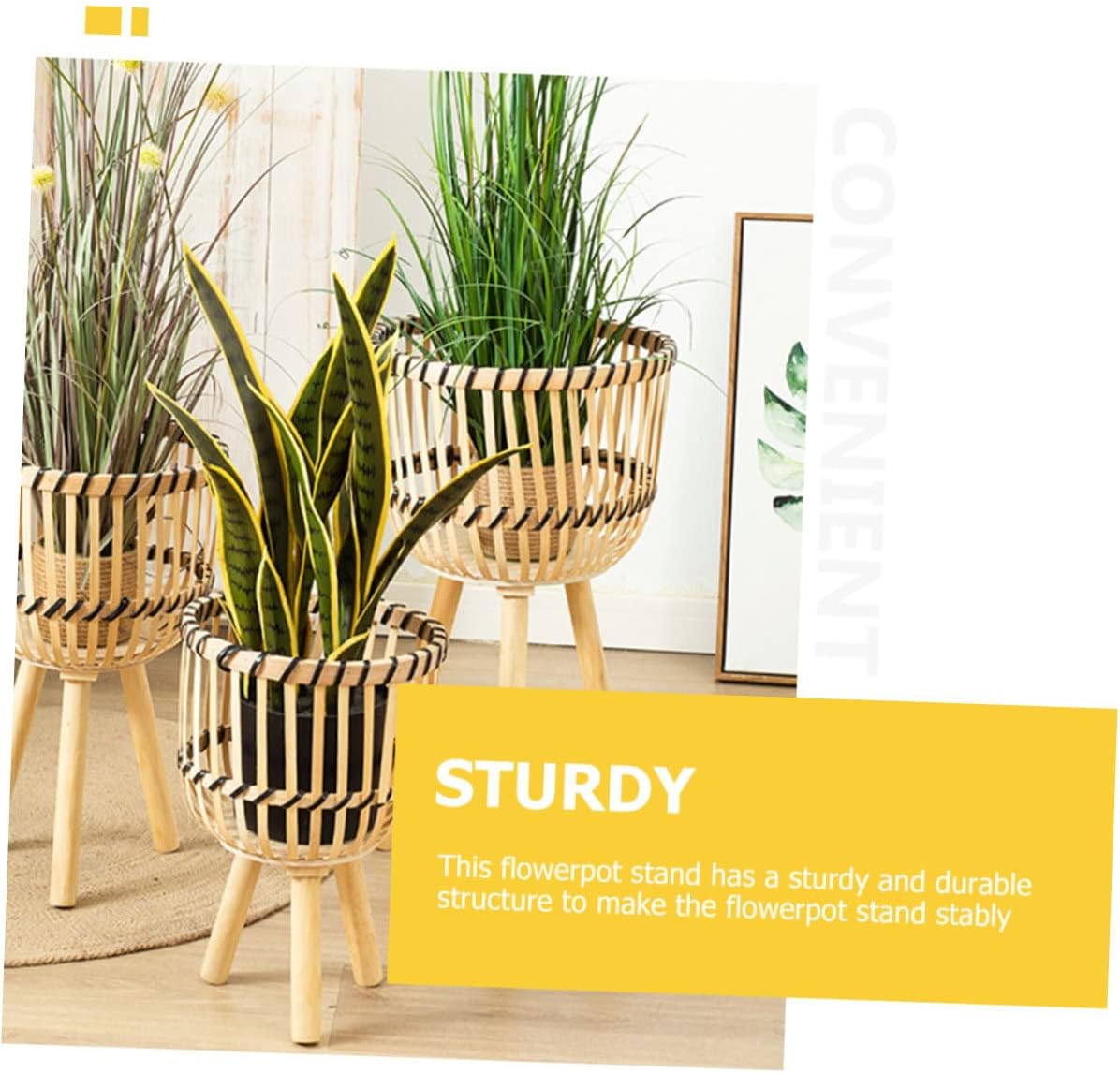 Nordic Style Wooden Plant Stand Sturdy Bamboo Flowerpot Rack for Indoor and Balcony Use Lightweight and Space-saving Display Shelf for Home Decor