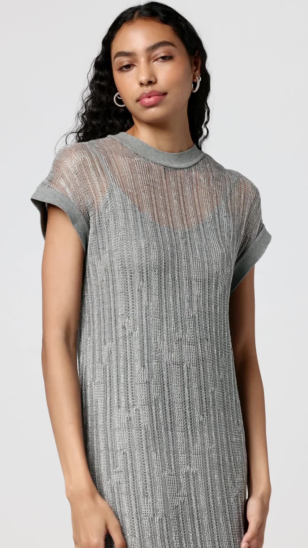 AllSaints Women's Dresses Giana Dress Silver UK 4/US 0 at Amazon