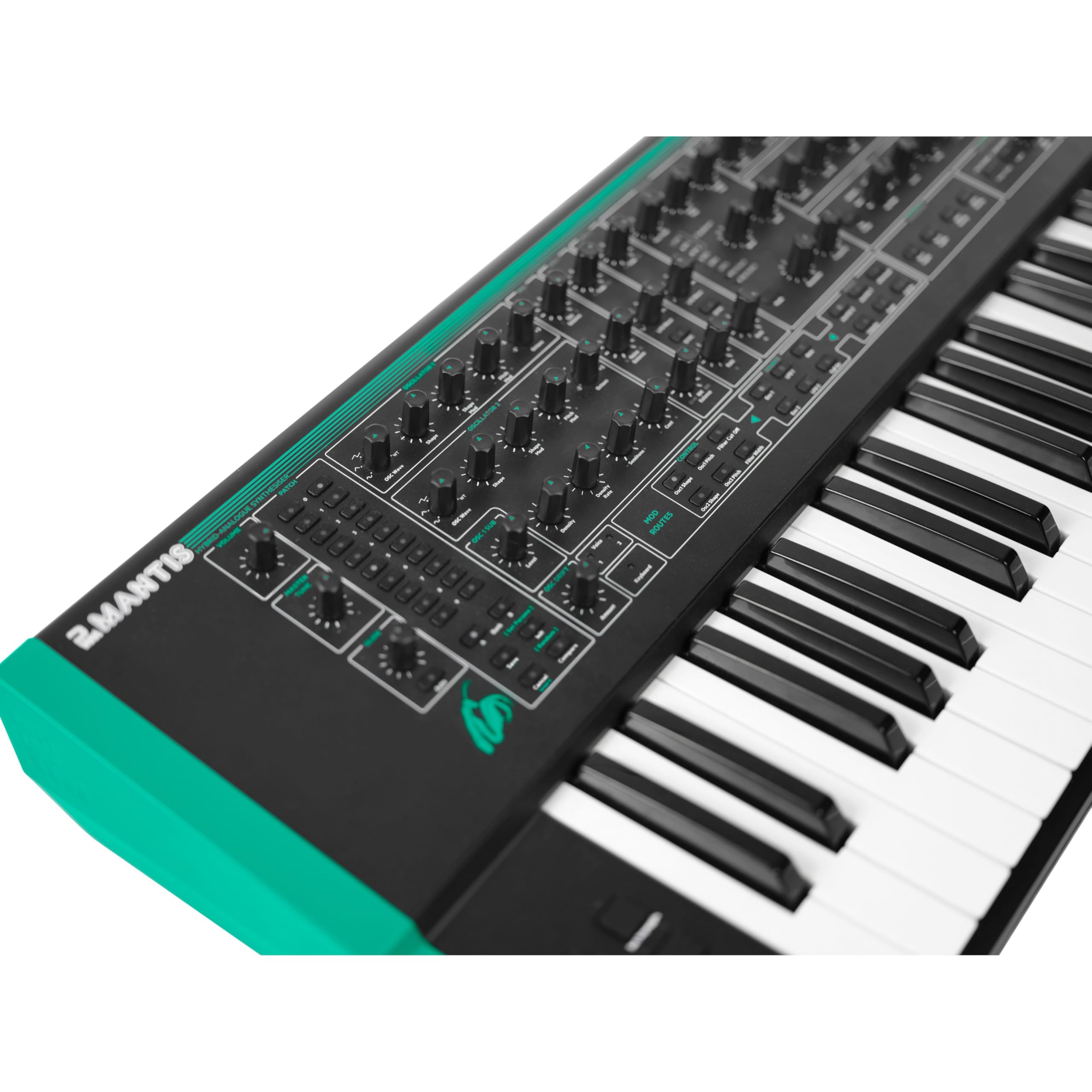 PWM - MANTIS - Sintetizzatore ibrido - 37 tasti sensibili alla velocità, di dimensioni standard - Uscita per cuffie stereo
