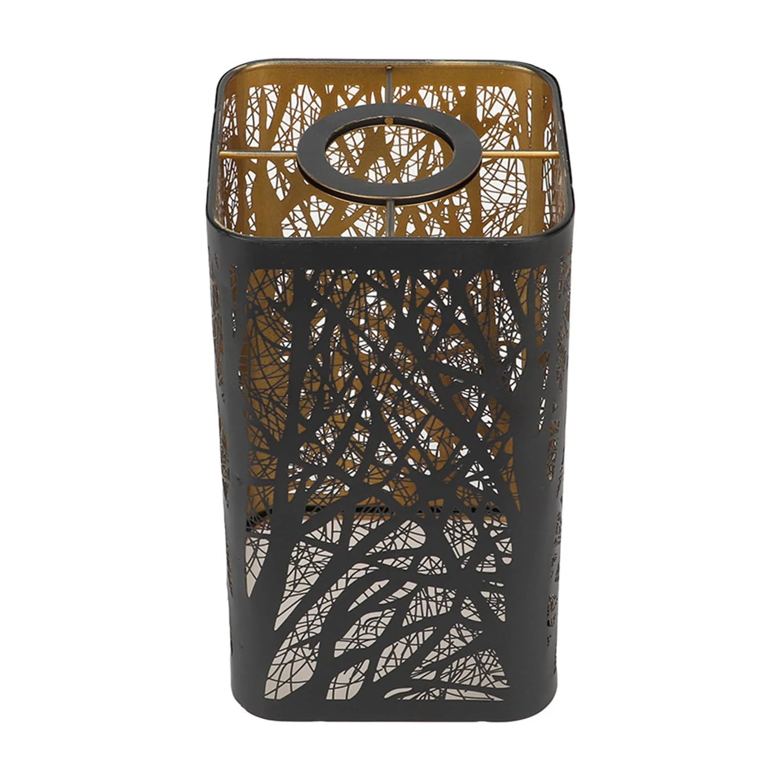 Metal Lamp Cover Antique Lamp Shade Hollow Carving Metal Cylindrical Circular Pattern E27 E26 Detachable Decorative Nightstand Table(Size D)