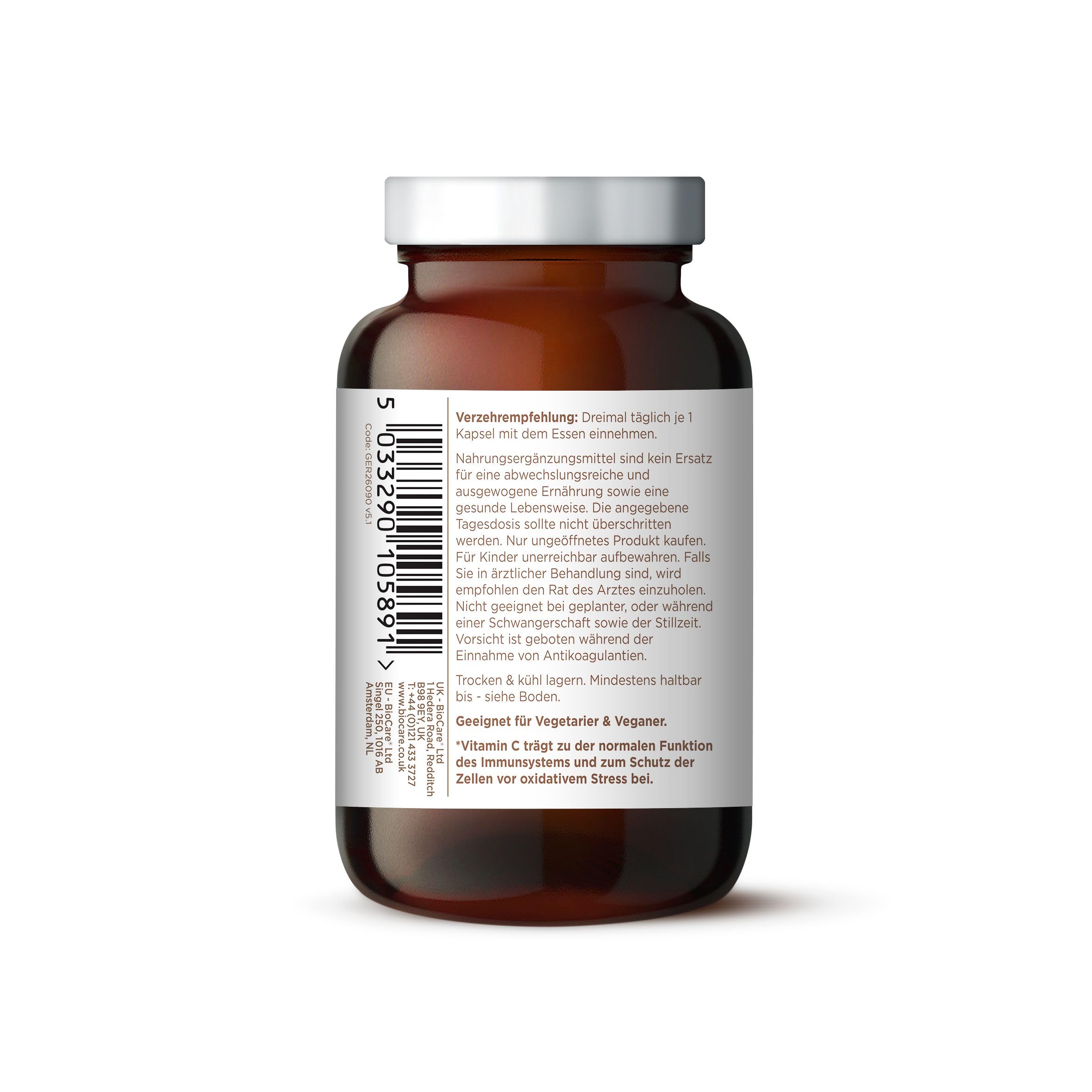 BioCare Quercetin Complex, 90 Kapseln | Mit Quercetin, Bromelain, Vitamin C & Brennnesselblatt-Extrakt