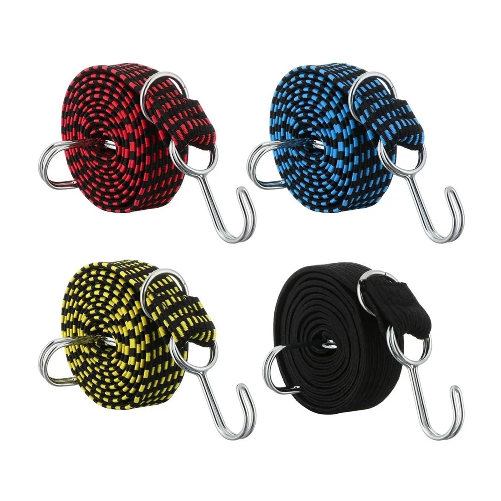 Tie Down Strap, Elastics Rubber Lugga Rope Cord Hooks Bikes Rope Tie Bicycle Lugga Roof Rack Strap Fixed Band Hook Car Accessories(Black red-1M)
