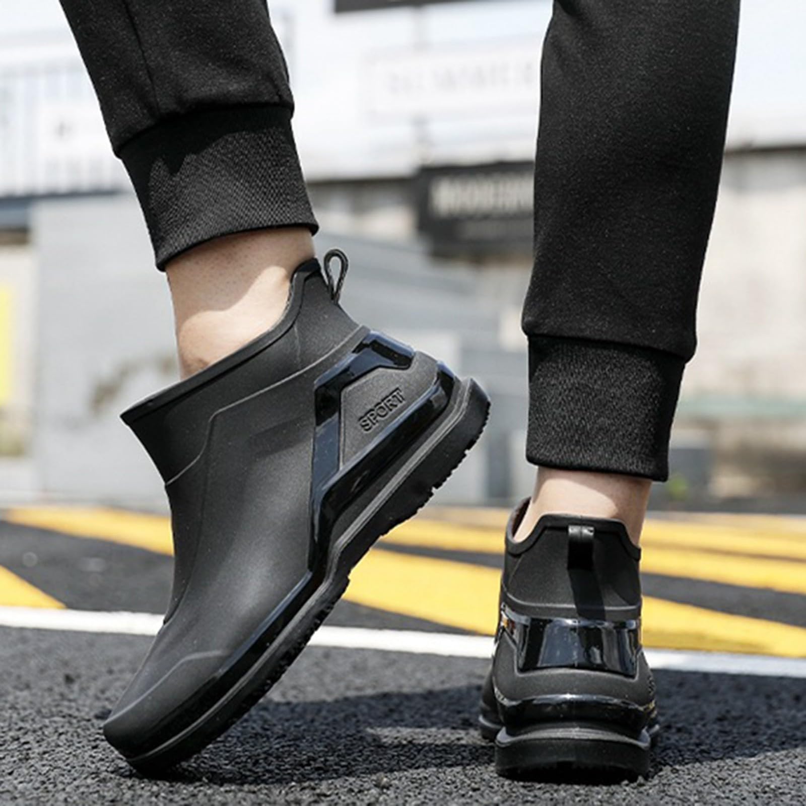 Botas de goma para hombre, botas de lluvia cortas, impermeables, botines de goma, botas de lluvia, antideslizantes, botas de jardín, botas de goma para exteriores, botines de goma, botas de tobillo