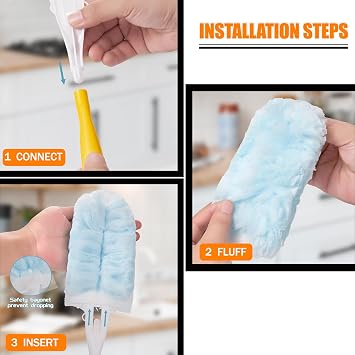 40 Count Duster Refills 360 Heavy Duty Duster Refills ,Compatible with Swiffer Duster, Dusters for Cleaning Home Unscented Disposable Dusters (Blue) (2 Short Handle)