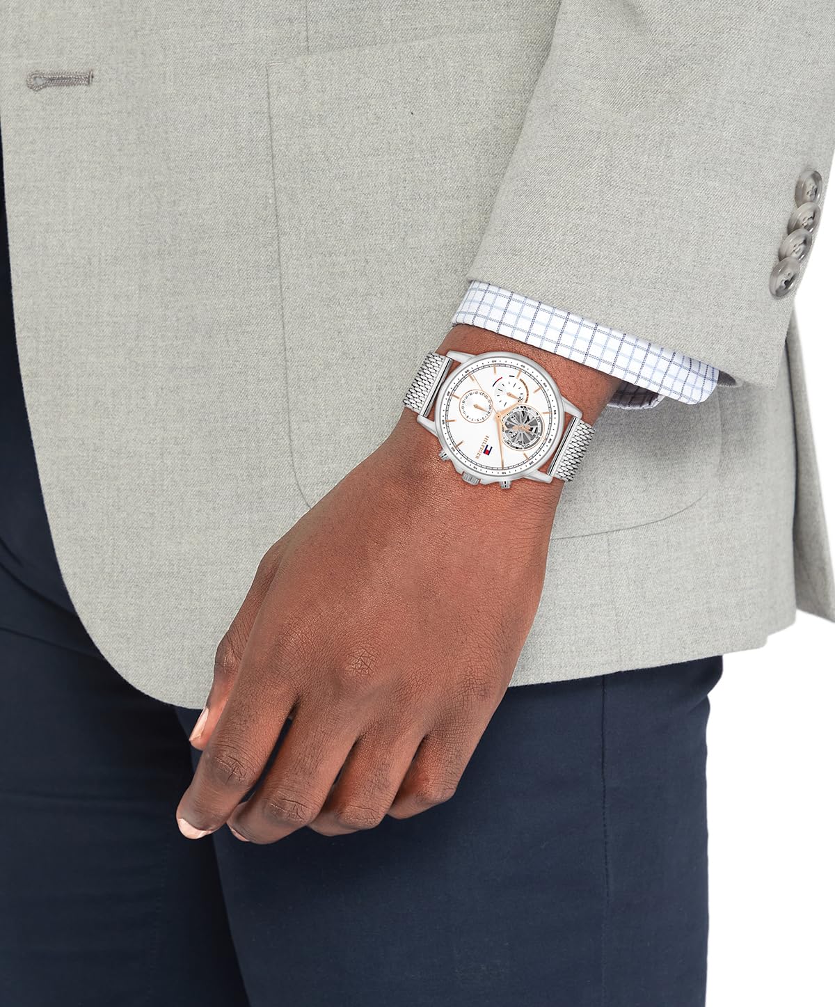 Tommy Hilfiger Orologio Analogico Multifunzione al Quarzo da Uomo con Quadrante Scheletrato e Cinturino in Acciaio Inossidabile o Pelle