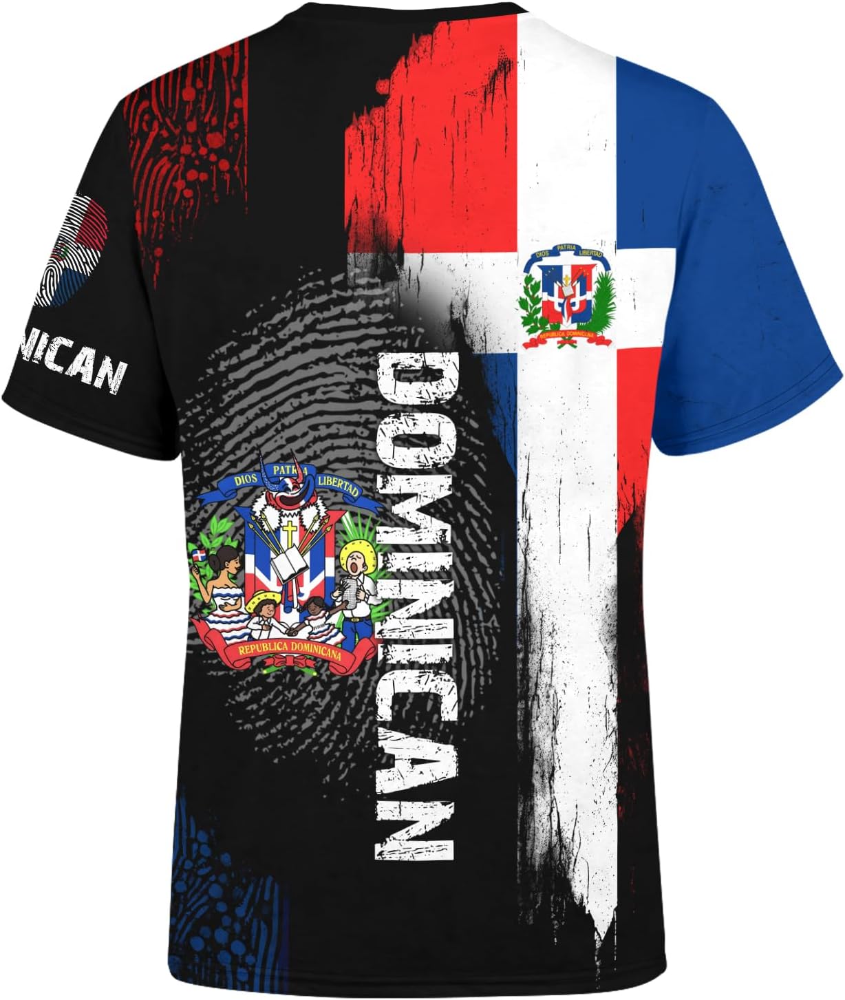 Dominican Flag T-Shirt Dominican Emblem Tee Printed Crewneck Short Sleeve Casual Sports Top Jersey Unisex - Image 2