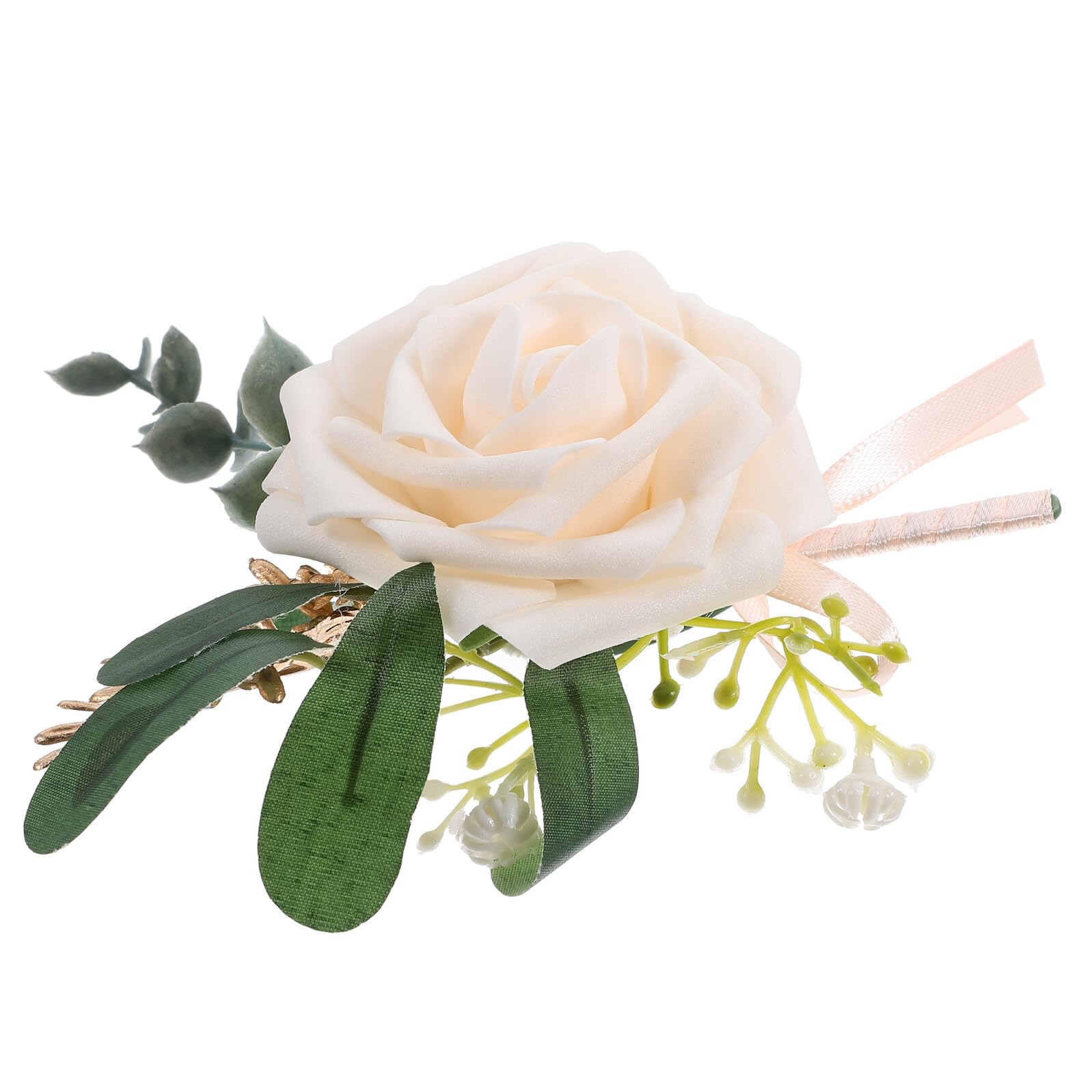 Boutonnière mariage hommes tissu beige pour éviter les fleurs fanées sur costume