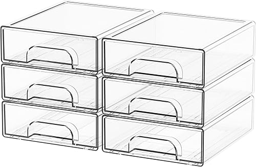 Miniatura 12 de Yieach Paquete de 4 cajones de almacenamiento apilables transparentes, contenedores de acrílico de 4.4 pulgadas de alto para organizar