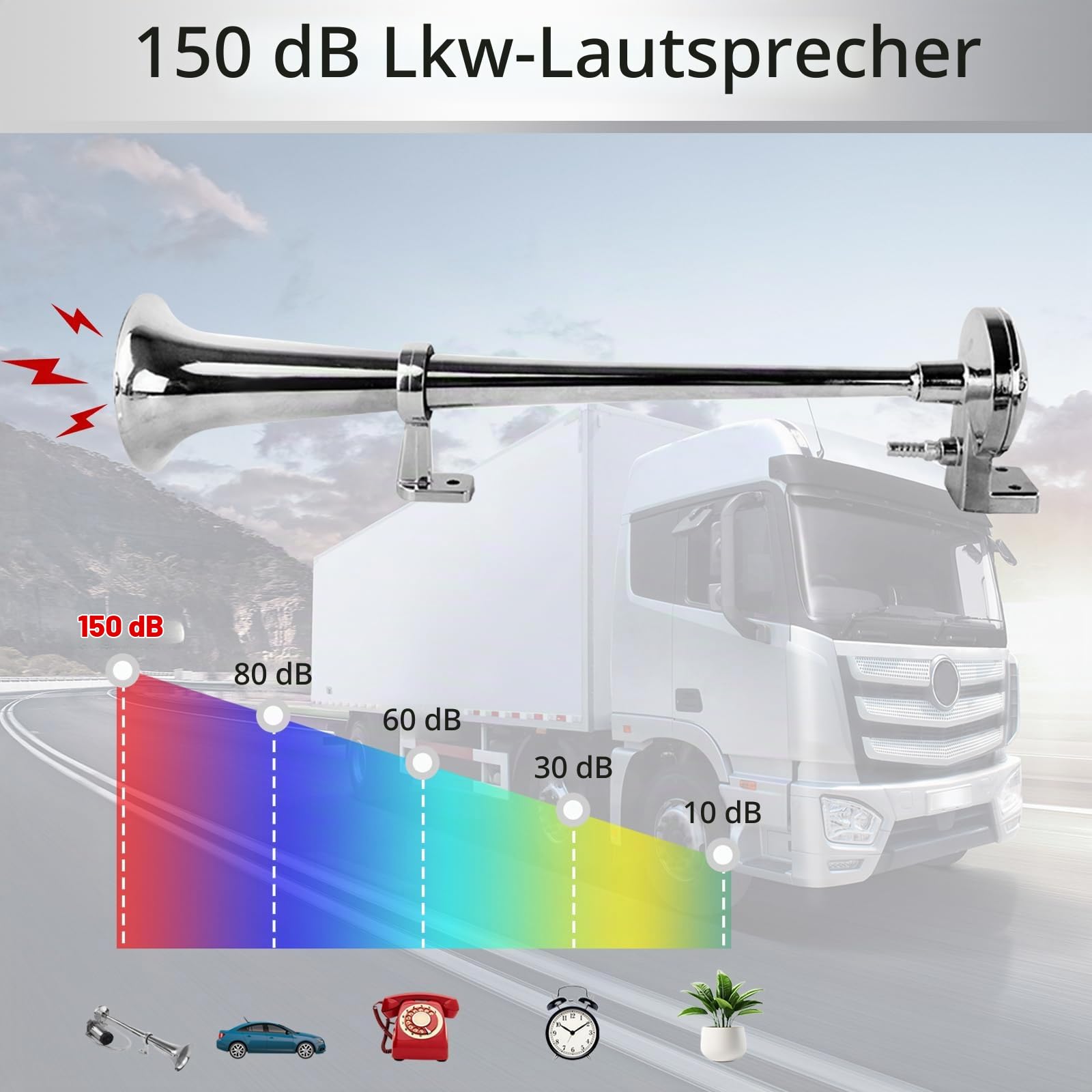 150 Db Traktor-Trompete,2p Lkw Hupe 12v,450 Mm Durchmesser | Geeignet FüR Eine Vielzahl Von Modellen FüR Auto, Lkw, Traktor, Motorrad Und Boot Usw