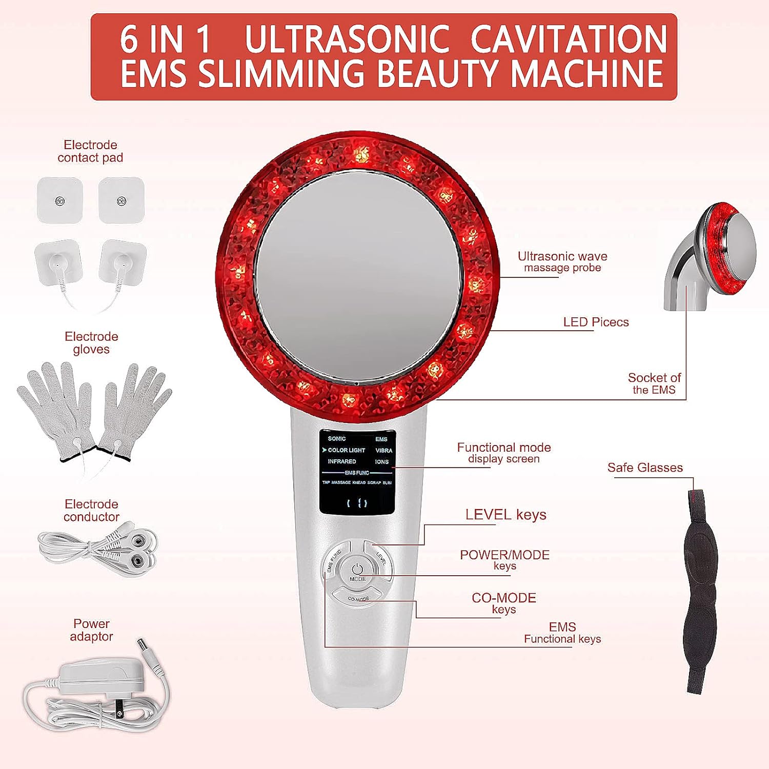 Face Massage Device,-6-in-1Face Tightening&Lifting Machine Remover Wrinkle Massager ,Beauty Skincare Machine for Men & Women : Beauty & Personal Care