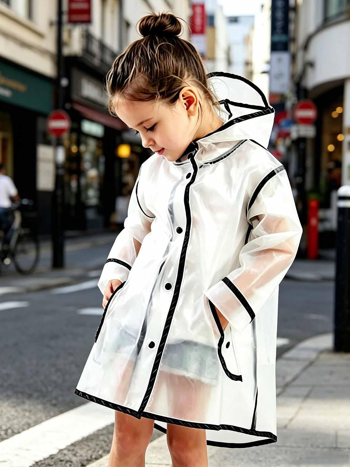 Kids Boy Girls Rain Jacket Coat Raincoat with Hood Poncho Jacket 1-10 Years