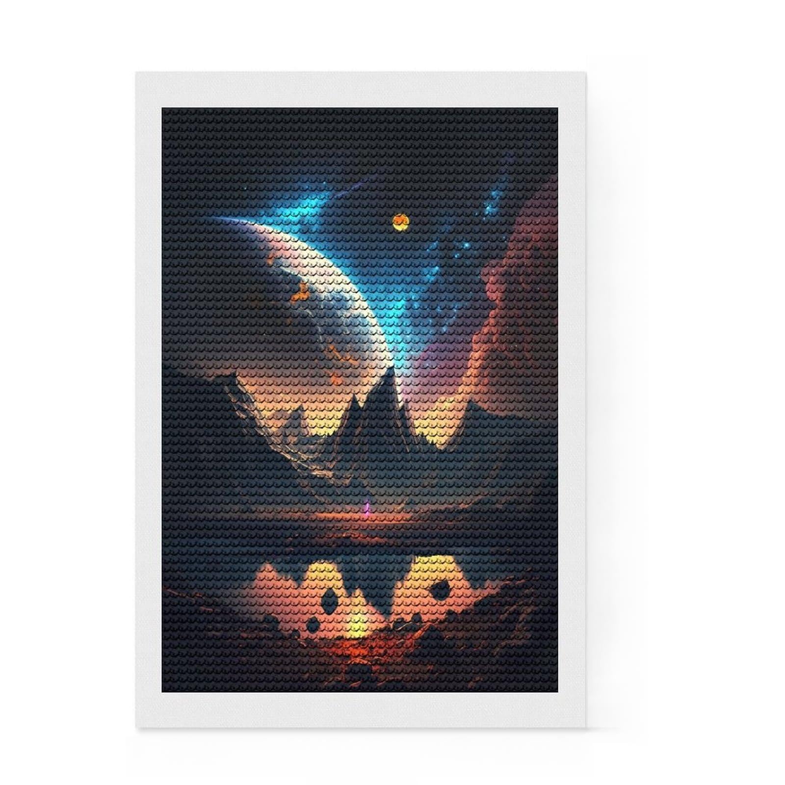 Junmoney Cosmic Universe Odyssey Full Drill Diamond Painting Kit 8"x12", for Adults, Boho Decor, with Tool Kit, Artistic Hobby, Aesthetic Room Decor