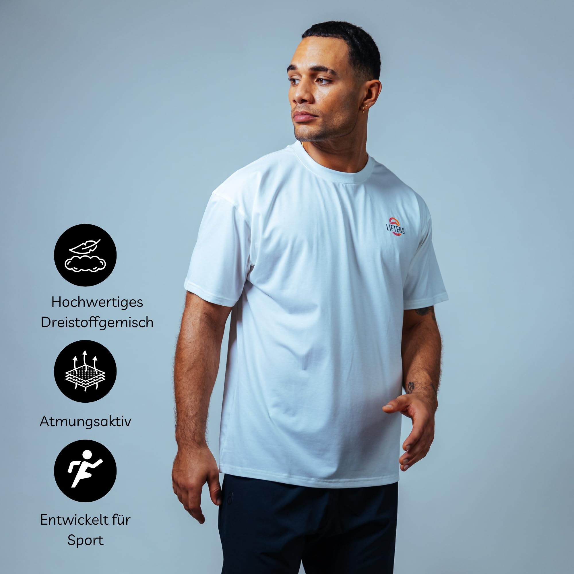 Lifters Street Oversize Maglietta unisex – Maglietta casual per fitness e tempo libero, comoda maglietta girocollo a maniche corte per palestra, sport e uso quotidiano