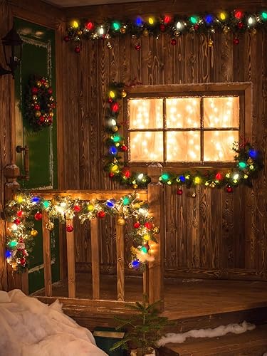 Miniatura 67 de Luces de Navidad vintage C9, 25 pies con 26 bombillas transparentes, cadena de luces conectables colgantes para patio, jardín, vacaciones, C9