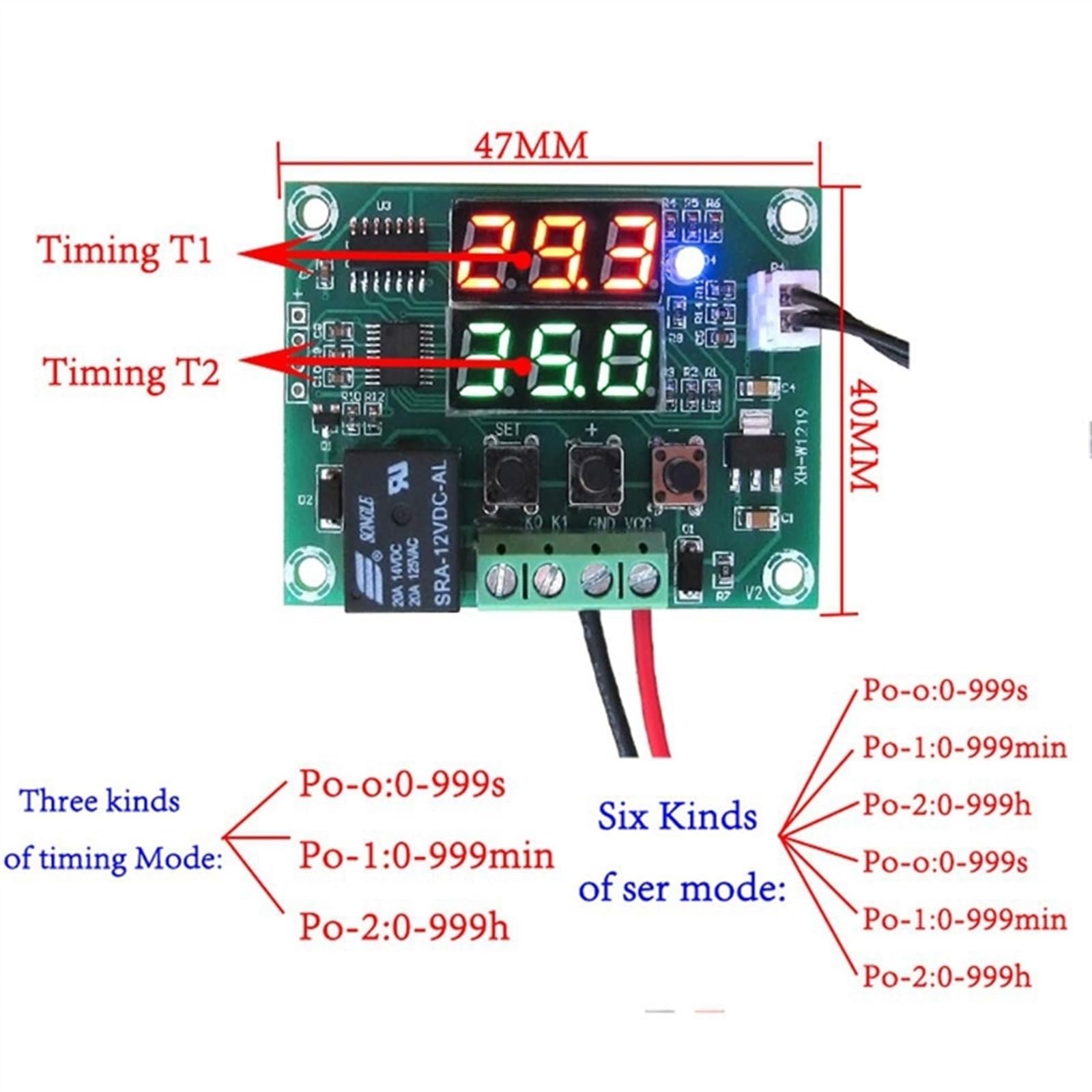 2 Pezzi XH-W1219 Doppio Display Digitale a LED termostato regolatore di Temperatura Interruttore di Controllo relè modulo sensore