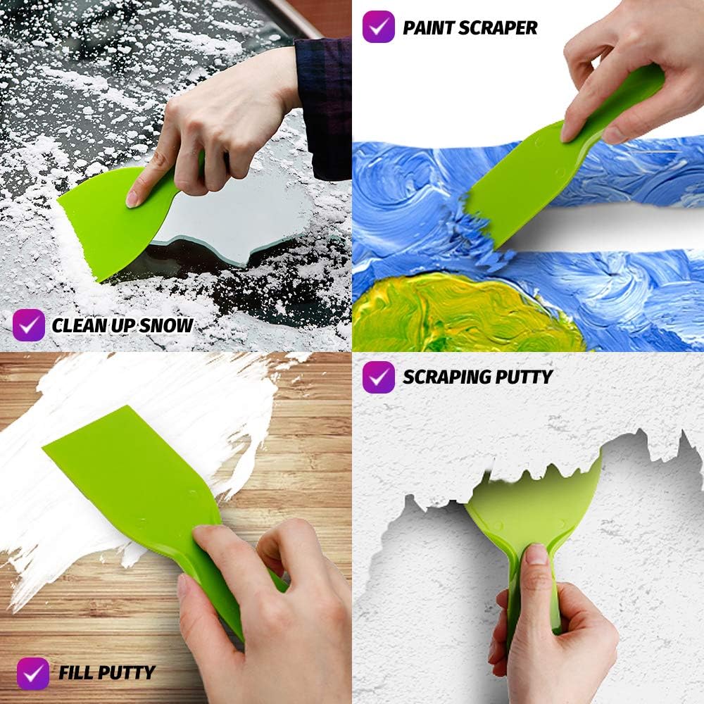 (3-Pack) Plastic Putty knife, Plastic Wallpaper Scraper, Plastic Putty Scraper, Paint Scraper Tool including 2, 2, 4 inches