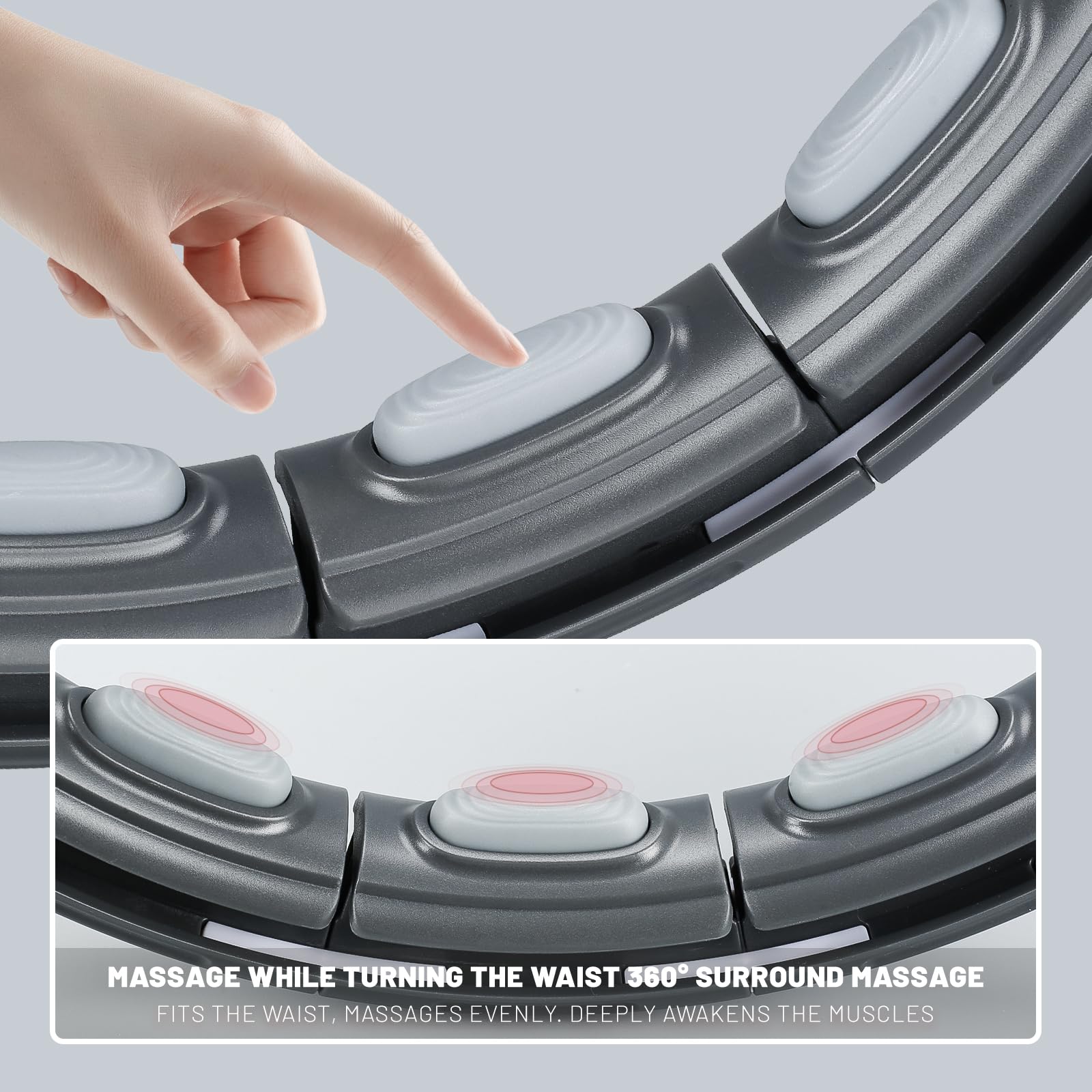 Smart Hula Hoop, inteligentna fitness, cicha, profesjonalna odchudzanie, nie spada, liczenie, z magnetycznym dyskiem do masażu utrata wagi, regulowana 16 węzłów, dla dorosłych, dzieci