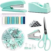 Purple Cute Office Supply Set Stapler, Tape Dispenser & More | Desk Accessories for Women   Gift for Students, Coworkers & Boss