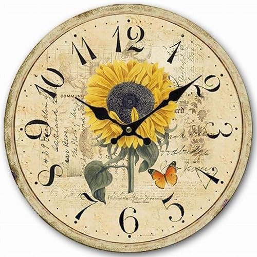 Miniatura 10 de Reloj de pared grande silencioso de 24 pulgadas, funciona con pilas, para cocina de granja, reloj de pared retro sin tictac con números grandes para