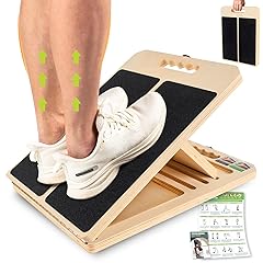 Slant Board for Calf Stretching, Adjustable Portable Wooden Incline Board for Calf Stretcher with Training Poster, 300 Lbs Weight Capacity Physical Therapy Equipment for Leg, Knees, Heel, Ankle