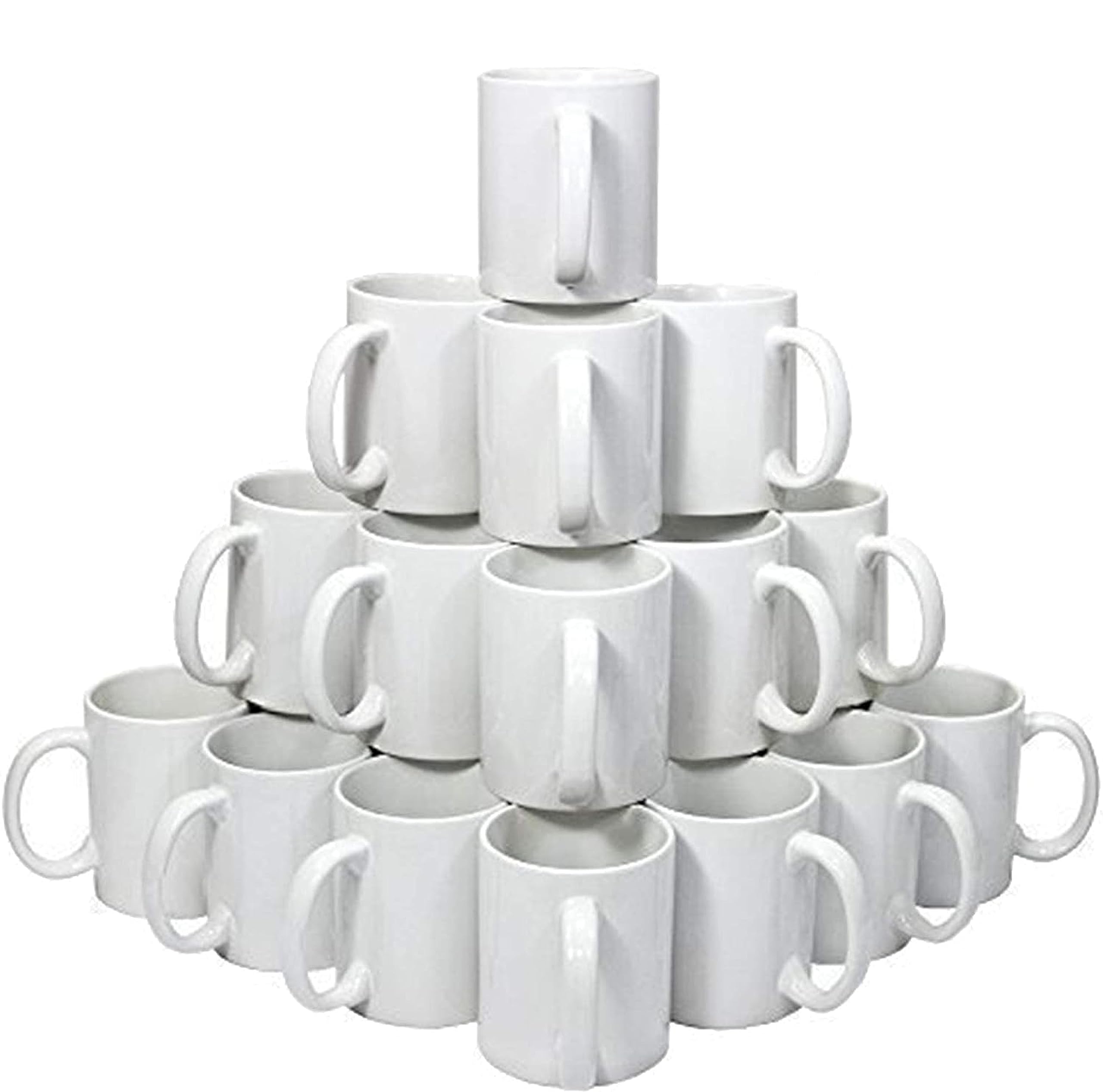 EKAM Sublimation Mugs 11oz Blank Plain White Large Handle Coffee & Tea Mugs - AAA Grade White Ceramic, Dishwasher Safe - (36)