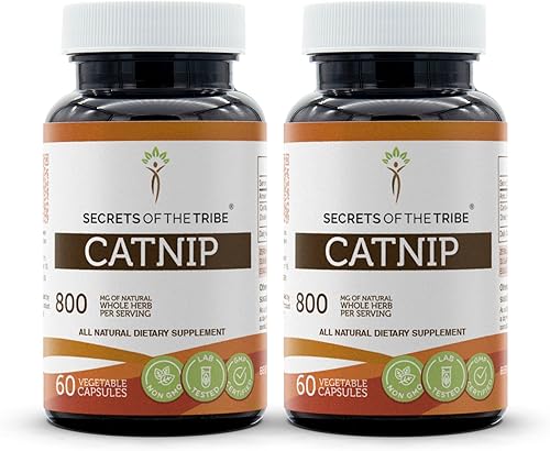 Secrets of the Tribe Catnip 2 x 60 cápsulas, hechas con cápsulas vegetales y hierba gatera Nepeta Cataria Relajación (2 x 60 cápsulas)