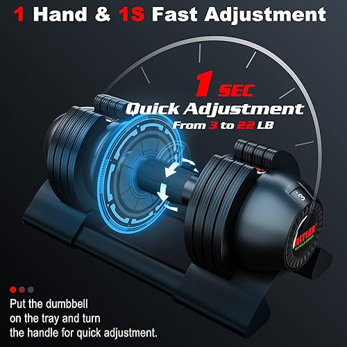 Miniatura 6 de Altler - Mancuernas ajustables, 22254452 libras, juego de mancuernas individuales con bandeja para entrenamiento de fuerza, mancuernas ajustables