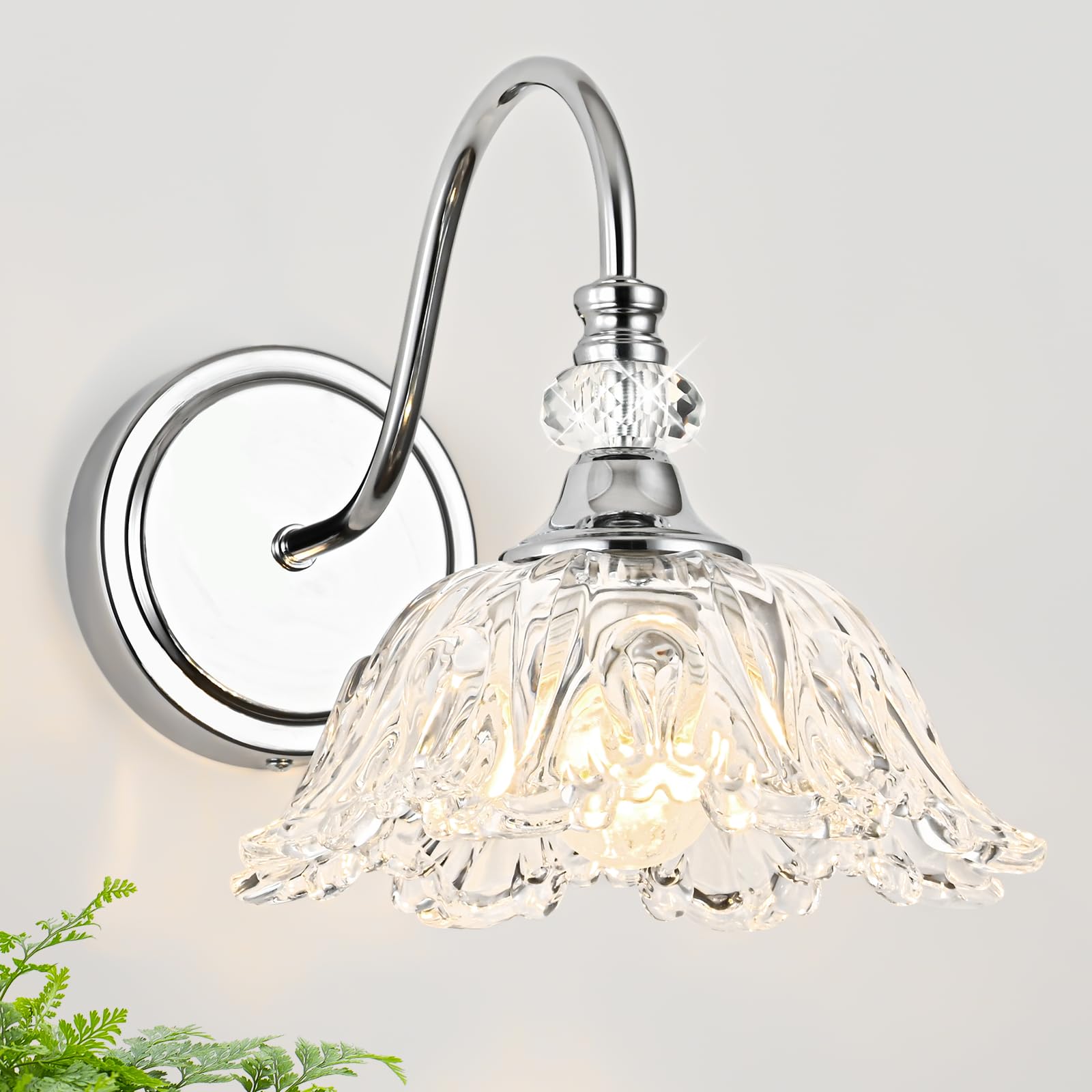 sunkryster Floral Glass Wall Sconce